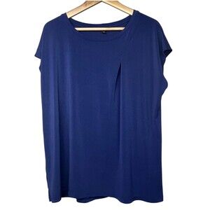 Banana Republic Blue Career Blouse XL Modern Pleat Quiet Luxury‎ Minimalist Top